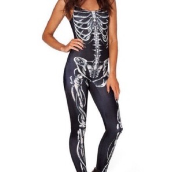 Blackmilk Pants - BlackMilk Skeleton Print Black Bodysuit